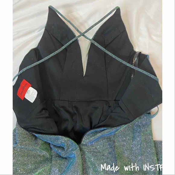 Cindy Metallic Green Long Formal Prom Evening Gown Dress Size L - Picture 8 of 9